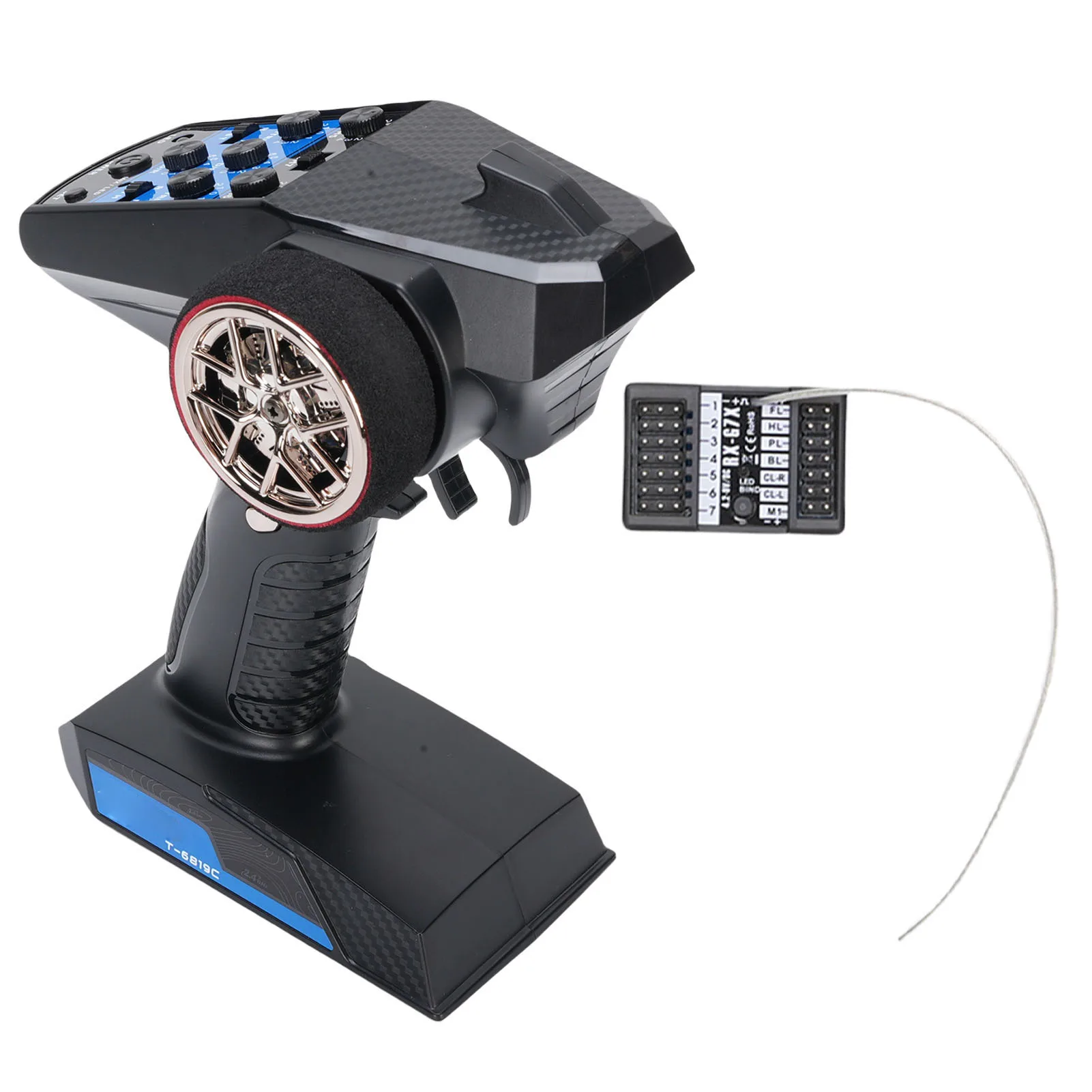 

Remote Control and Receiver 7 Channels Transmitter and Receiver 2.4G Frequency Hopping Throttle Runaway Guard for RC
