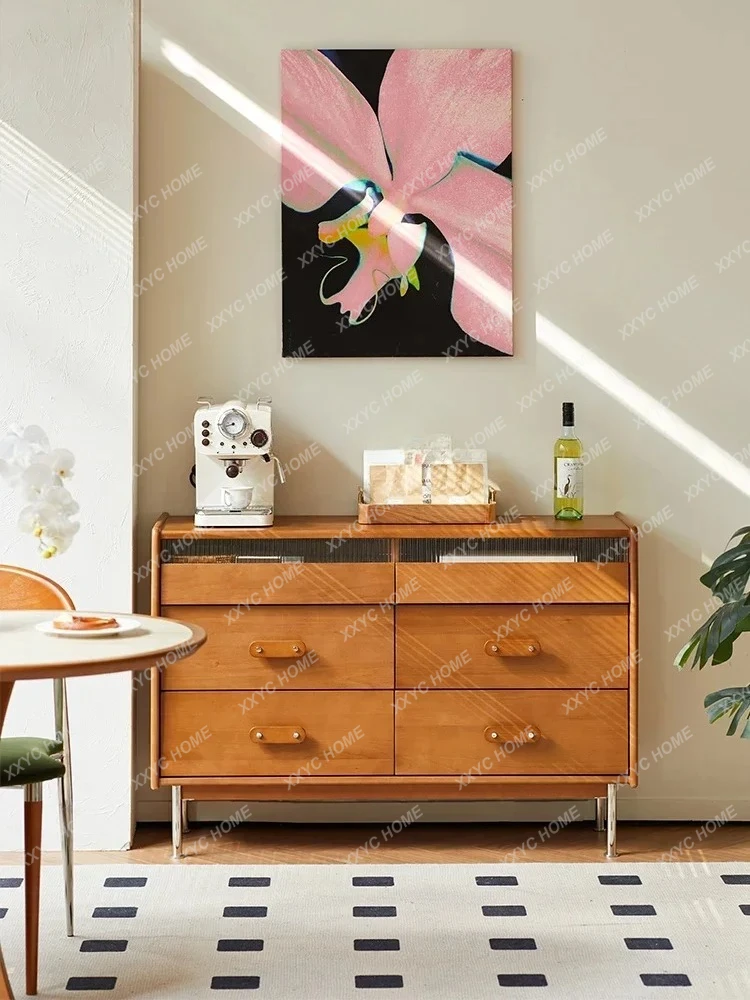 Nuevas llegadas D06 Retro cofre de madera maciza simple sala de estar sofá gabinete lateral dormitorio armario de almacenamiento S03