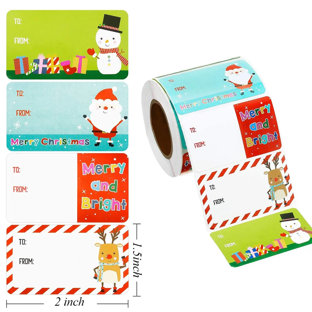 Christmas Self-Adhesive Stickers For Gift Removable Xmas Present Decorative Patch For Gift Bags