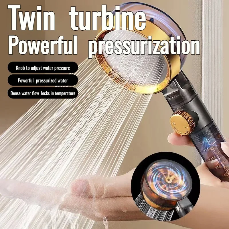 

Power Booster Shower Head Handheld Removable Shower Head Bathroom Shower Turbo Nozzle Powerful Booster Shower Head