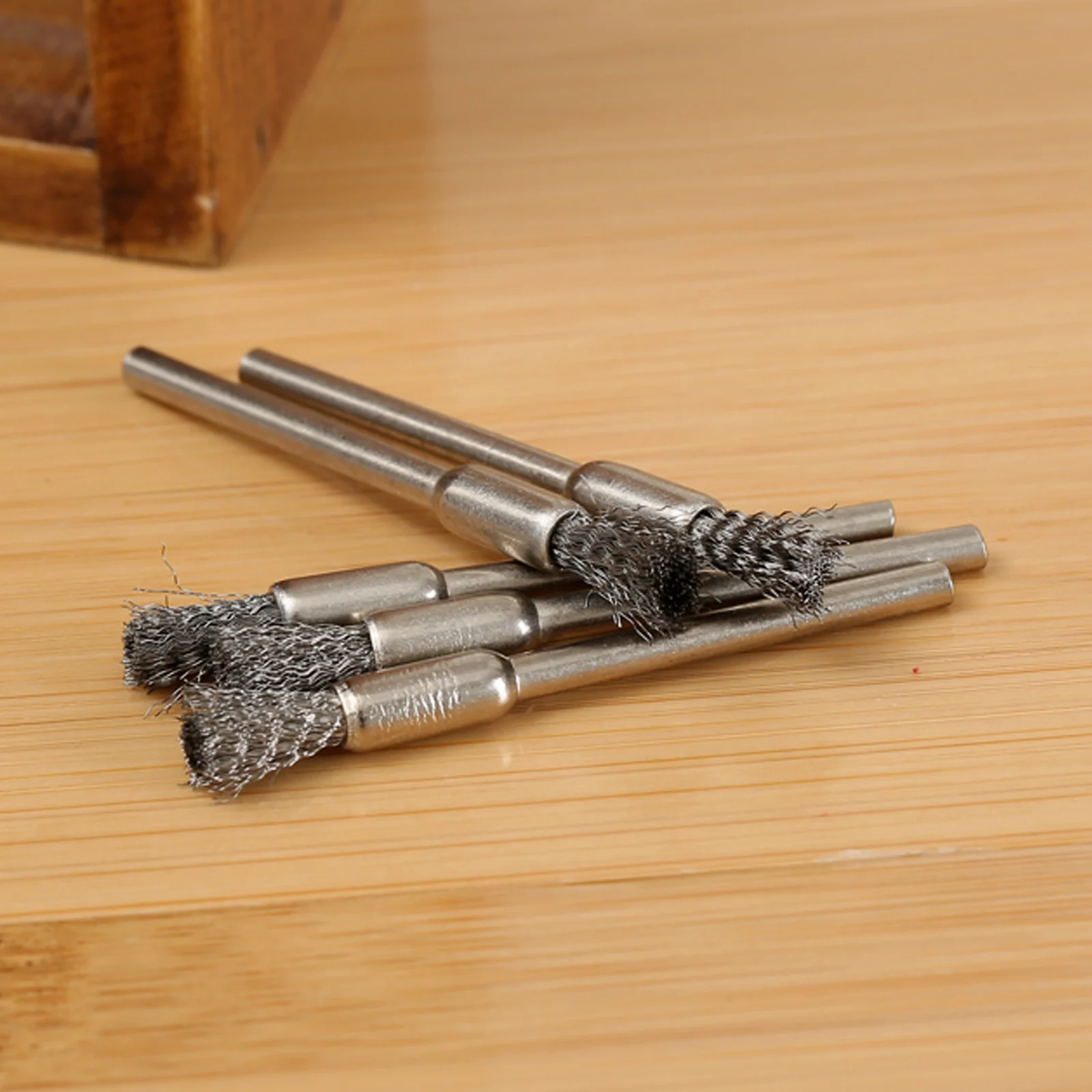 5Pcs/set Stainless Steel Pencil Brushes Wire Wheel Mandrel Set Polishing Brush Dremel Accessory for Rotary Tools