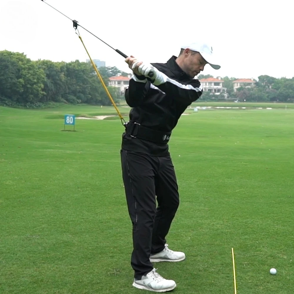 Caiton 1pc Golf Swing Trainer - Resistance Belt and Club Attachment - Long and Smooth Backswing for All Golfers