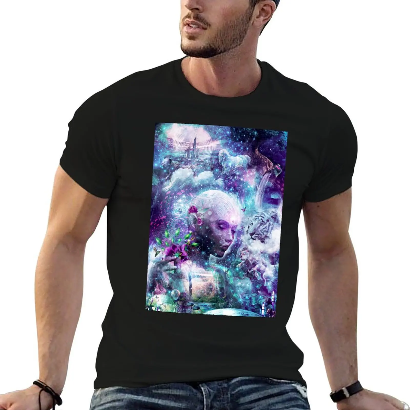 T-shirt « Discovering The Cosmic Consciousness », t-shirts amusants pour homme, t-shirt personnalisé