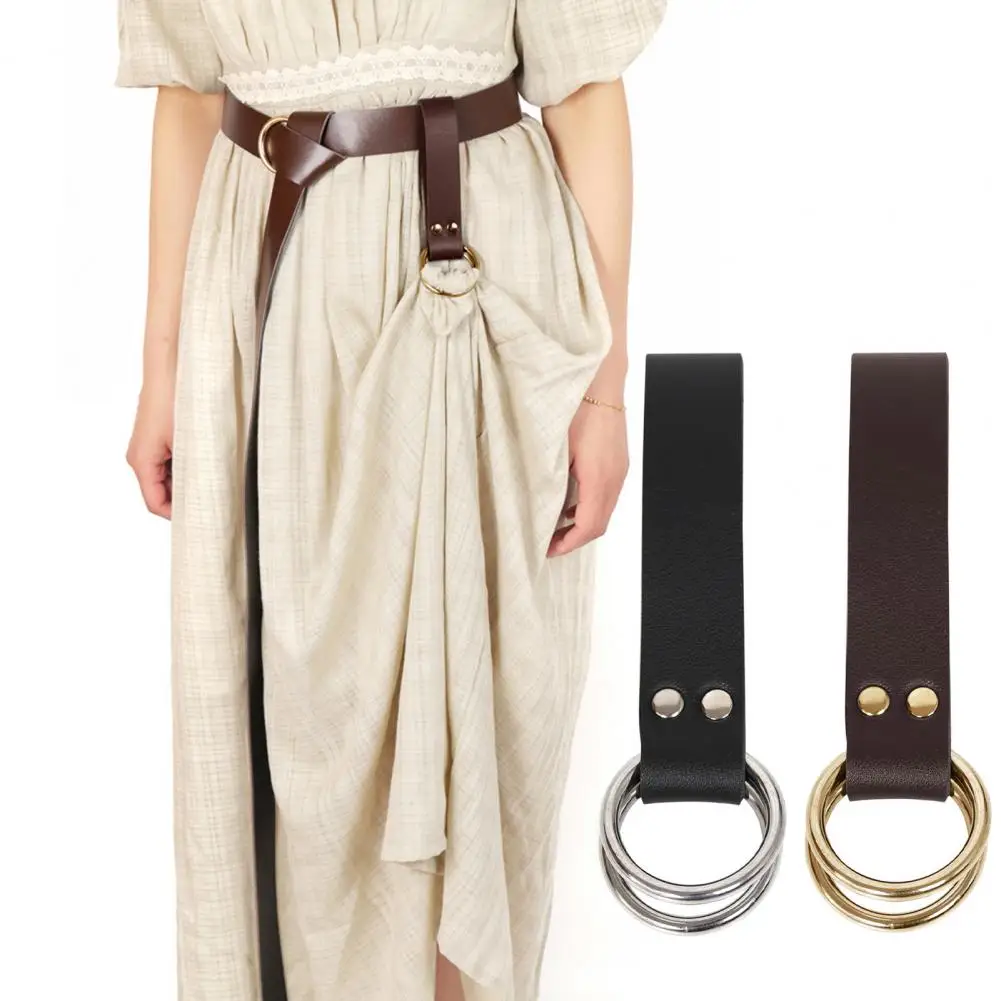 

Retro Style Skirt Belt Medieval Belt Skirt Hikes Double Ring Faux Leather Loop Renaissance Accessory for Women's Long Dress