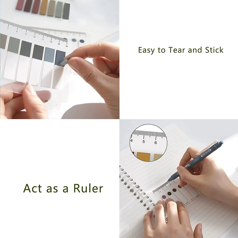 علامات تبويب الفهرس اللاصقة، علامة الصفحة اللاصقة، علامات تبويب الملفات الشفافة القابلة للكتابة وإعادة تحديد المواقع مع مسطرة، 4 عبوات