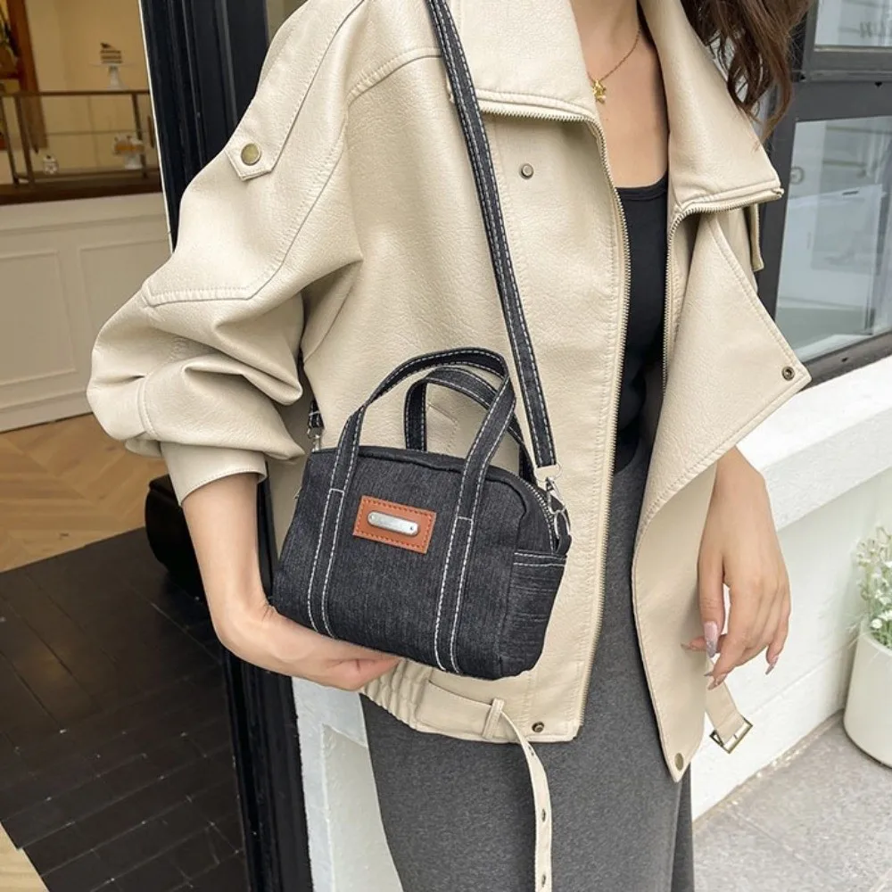 Fashion Square Denim Shoulder Bag Y2K Large Capacity Women Handbag Shopping Bag Solid Color Crossbody Bag Students