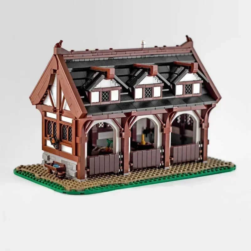 Medieval Street View Model MOC Building Bricks Noble Horse House Modular Technology Gifts Holiday Assemble Children Toys Suit