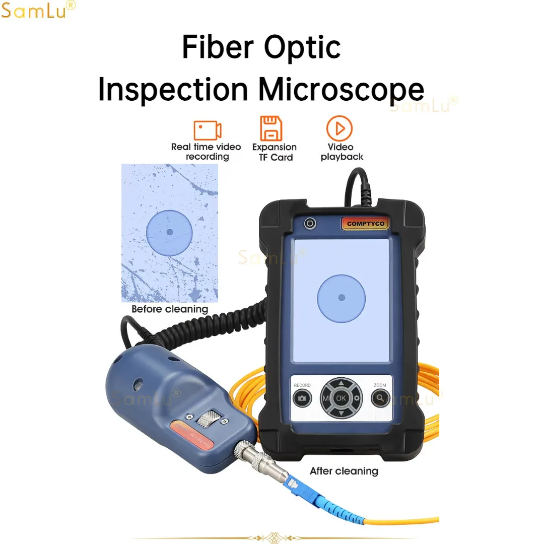 

AUA-400 Fiber Optic Inspection Microscope Probe Support UPC and APC with 3.5 Inch Display Screen Monitor FTTH