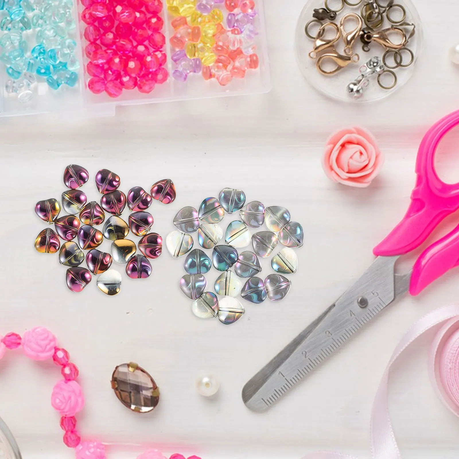 

Gradient Crystal 8mm Heart Shaped Glass Jewelry Making Glass Beads For Jewelry Making 8Mm Valentine Clear DIY Charm Bead