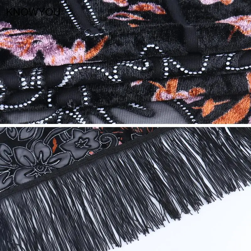 Long Purple Tassel Beach Cover-Up Luxury Holiday Jacquard Plush Kimono Long Cardigan Elegant Pashmina Casual Shawl Women's Scarf