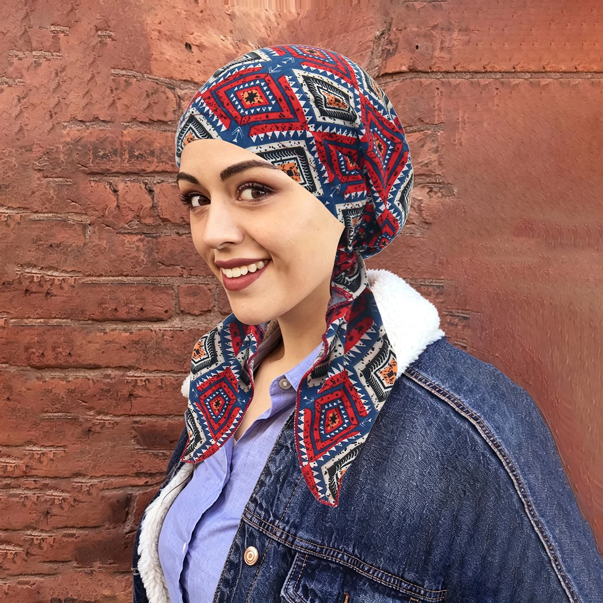 Fashion Print Muslim Hijab Soft Stretch Turban Cap Head Wrap Bandanna Chemo Hair Loss Cover Beanie for Women Cancer