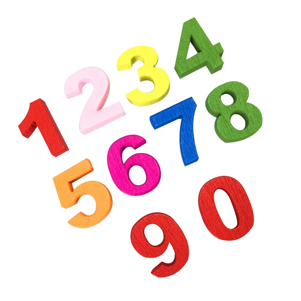 100Pcs Wooden Arabic Number Chips Handmade Painted Colorful Learning Educational Tool for Children Creative Craft Room