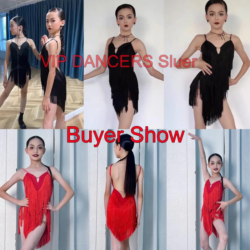 Vestido de baile latino para niñas con borla, ropa de práctica dividida, Chacha, Samba, Tango, ropa de baile latino para niños DQS16553