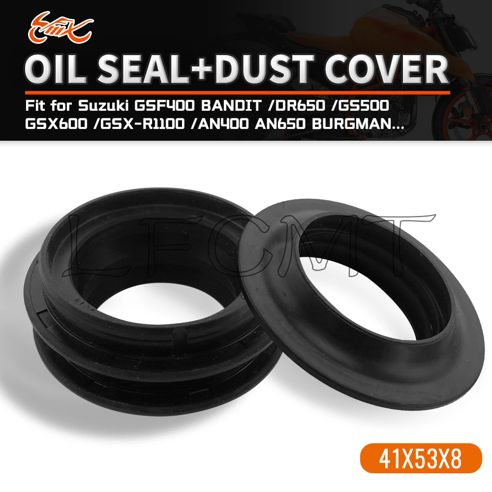 41x53x8 Front Fork Oil Seal 41 53 Dust Cover Fit for Suzuki GSF400 BANDIT DR650 GS500 GSX600 GSX-R1100 AN400 AN650 BURGMAN