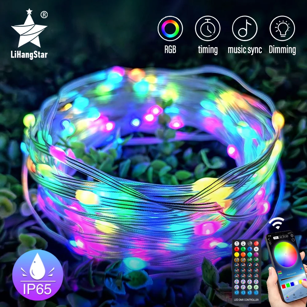 

LED Fairy String Lights RGB APP Control Dimmable USB Music Sync Christmas Tree Bedroom Party Decorative Leather String Lights