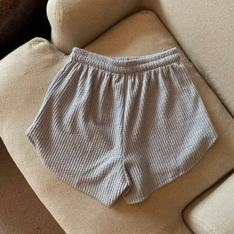 Women's Summer High Elastic Lace-Up Drawstring Wide-Leg Sweat Short Fitness Running Loose Casual Large Sports Pants