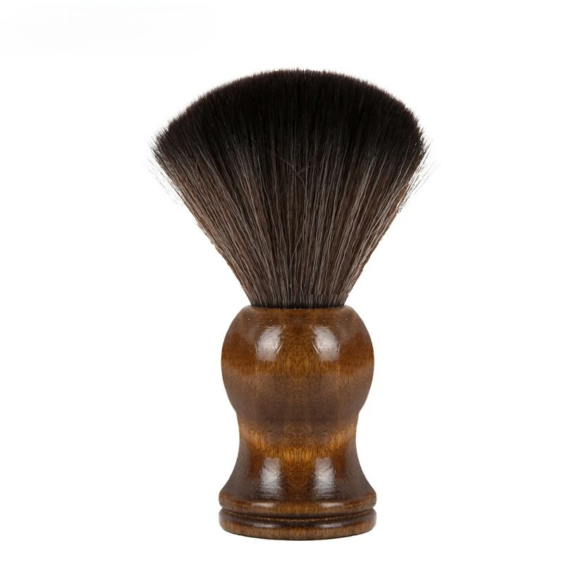 1pc Soft Nylon Shaving Brush Portable Soft Brush Sweeping Salon Cleansing Foam Brush Wooden Handle Beard Brushes