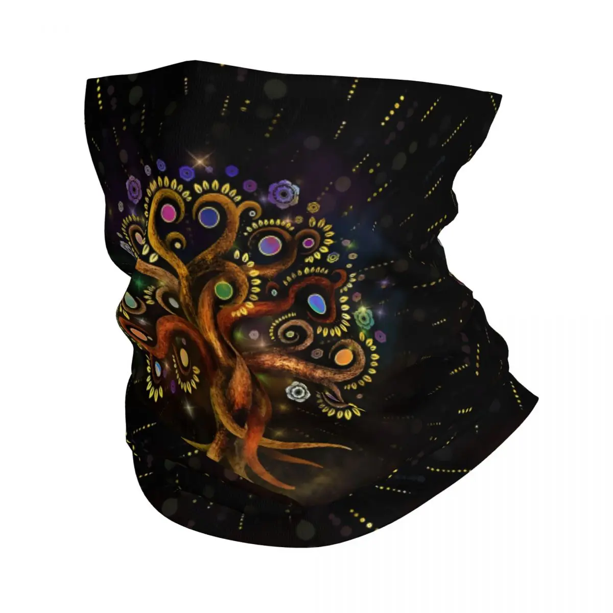 Tree Of Life - Yggdrasil - Rainbow Swirl Metal Scarf Neckerchief Neck Face Mask Polyester