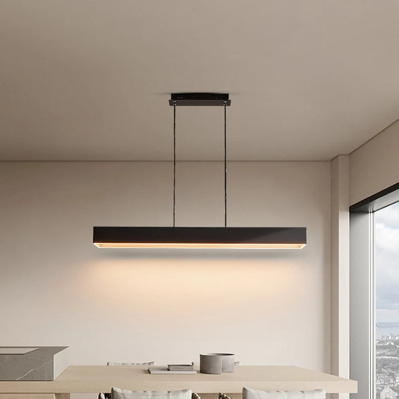 One Word Minimalist Dining Room Chandelier Modern Long Strip Dining Table Lamp Luxury Dining Room Bar Table Lamp Office Light