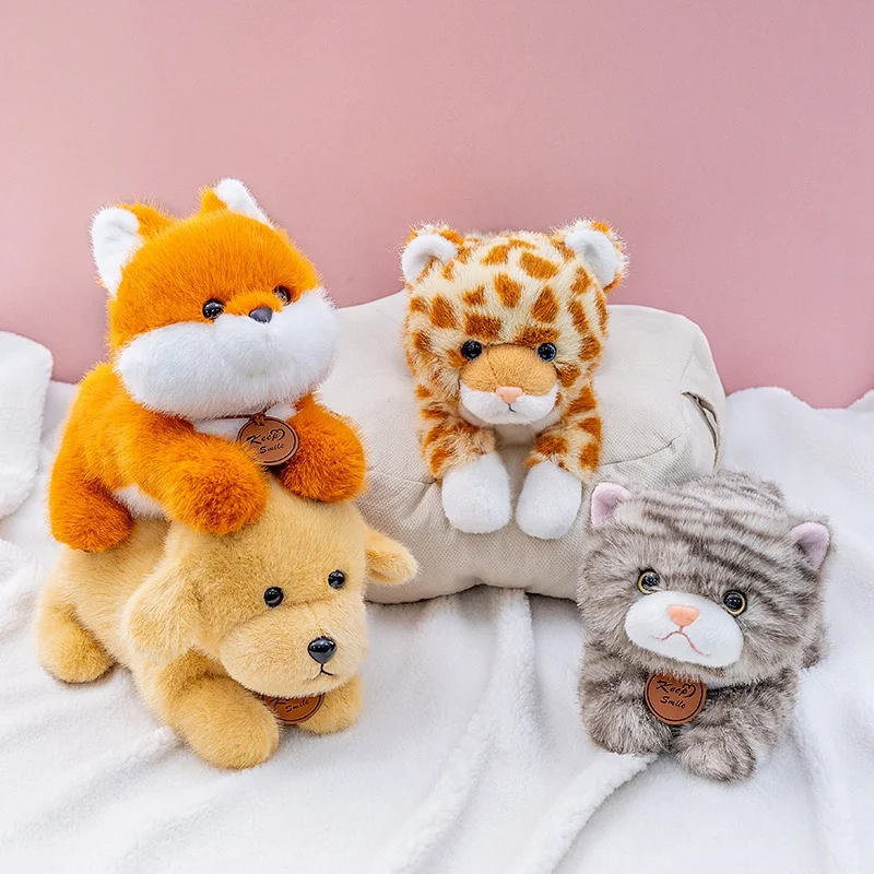 34 cm mignon léopard renard Capybara chat chien jouets en peluche dessin animé Kawaii doux poupées en peluche filles compagnon jouets en peluche oreiller de décoration intérieure