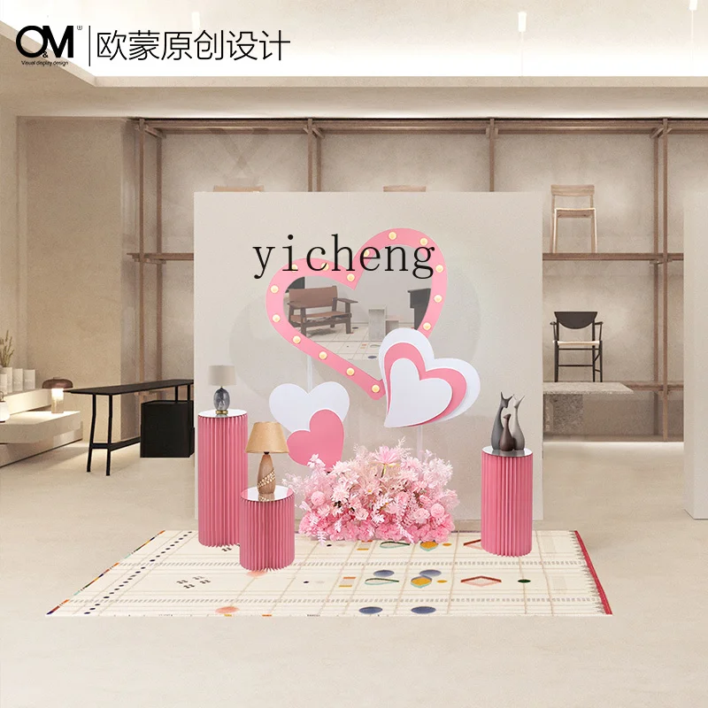 Arrangement de scène XL, décoration de fenêtre d'activité rose, hall d'exposition hôtel restaurant