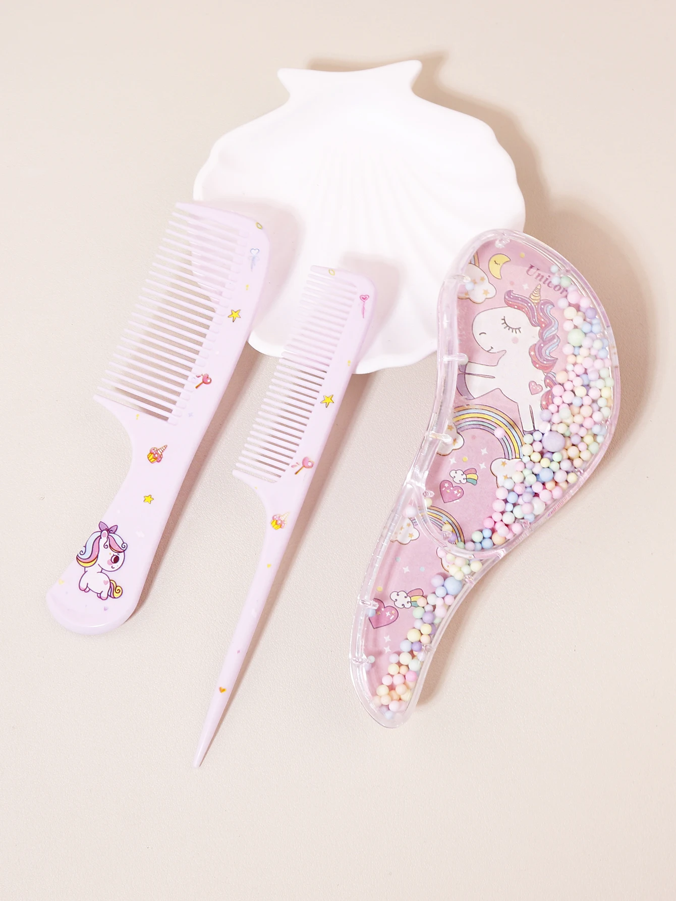 3-teiliges Cartoon-Kamm-Set, Nass- und Trockenanwendung, Haarstyling, geeignet für jede Haartyp, Geschenkset, speziell für Echthaarperücken – Detail 7