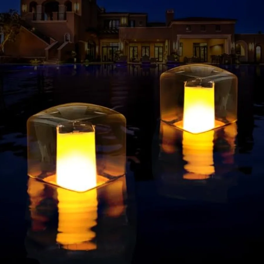 Floating Pool Lights, Solar Flame Pool Lights Waterproof, Square Pool Light, Glow in The Dark Light Up Swimming Pools Accessori