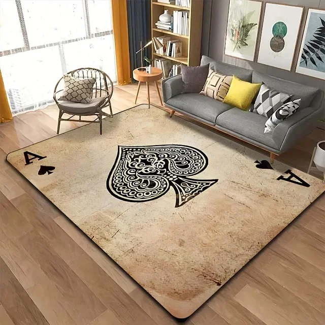 Ace of Cards Pattern Living Room Bedroom Carpet Bedside Bathroom Floor Mat 15 Sizes Area Rug Cloakroom Home Decor Club Sofa Mat