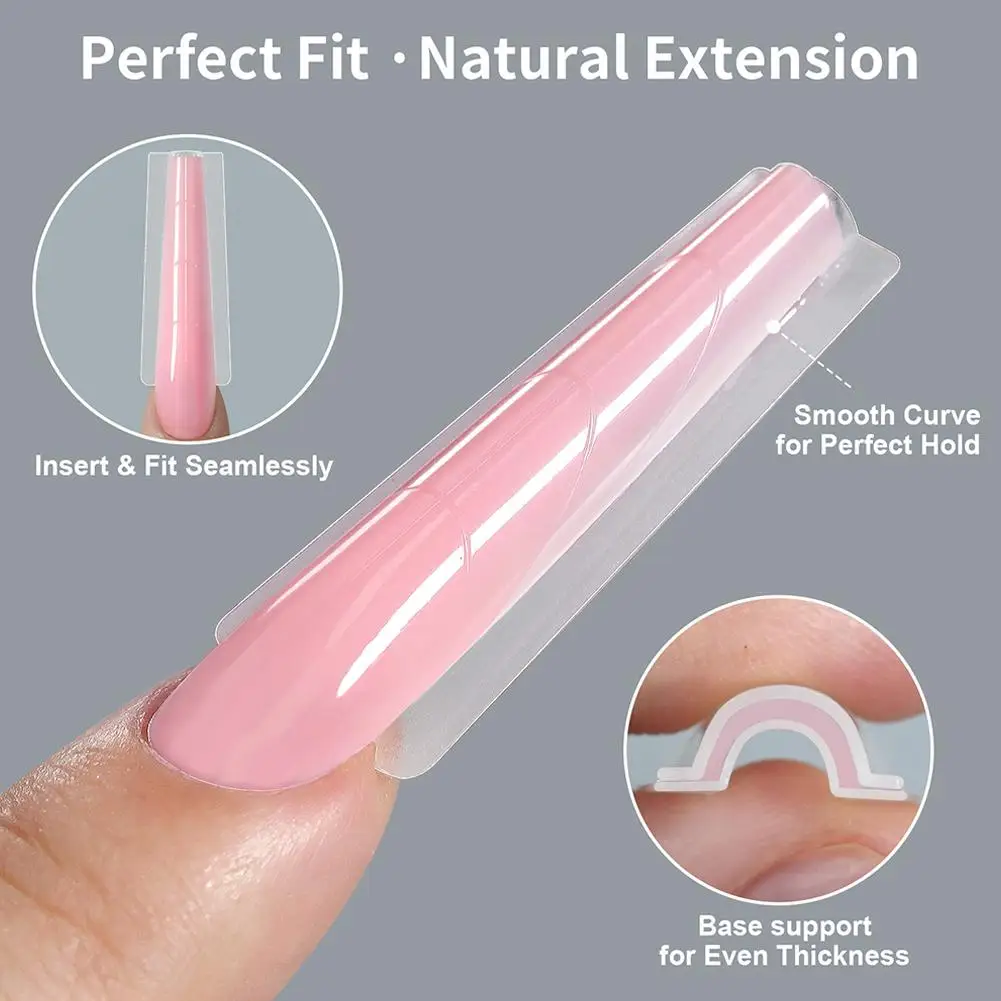 256 pcs Sandwich Nail Forms Top & Bottom 16 Sizes Almond,Square Long Nails Forms New tech Quick Nail Molds Nail Extensions Tools