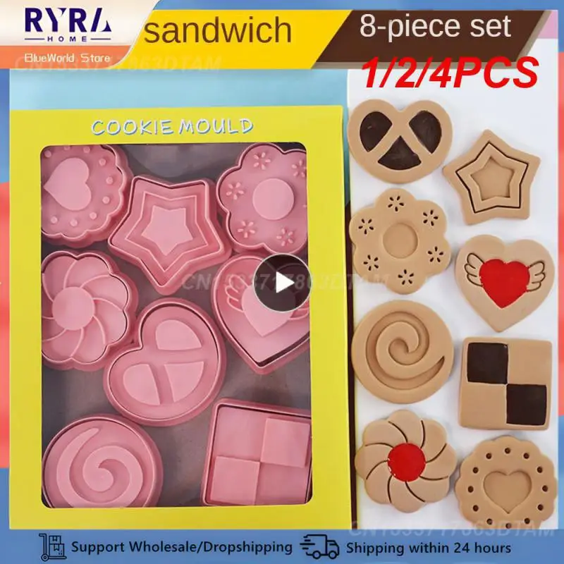 1/2/4PCS Cookie Shaping Baking Mold Environmental Protection Minimalist Mold Reusable High Quality Material Press Mold