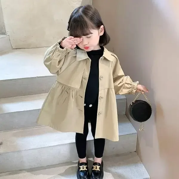 2023 new New Spring summer baby children kids girl  casual cotton trench Children\'s clothes