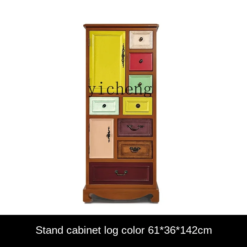 Tqh Retro Retro Mediterranean Drawer Storage Cabinet Storage Height Side Cabinet Living Room