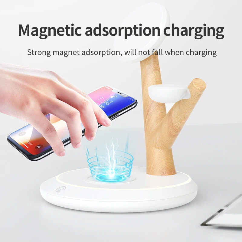 Magnetic Wireless Chargers for iPhone 12 13 14 Pro Max 3 In 1 Lamp with Induction Charger Station for Airpods IWatch Accessories