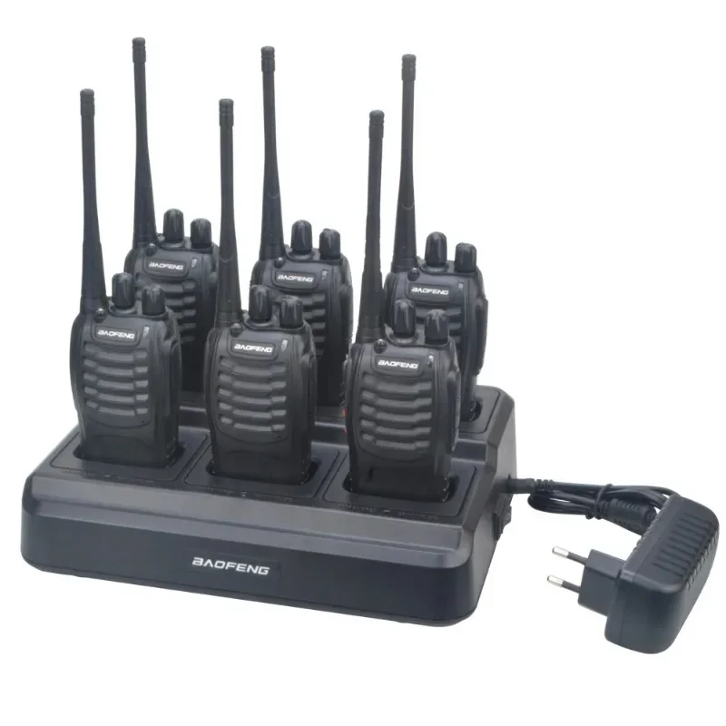 Baofeng BF-888S BF-888H BF-88E BF-777S BF-666S Walkie Talkie Carregador de seis vias Carregador multi-unidade de 6 bolsos 110-240V