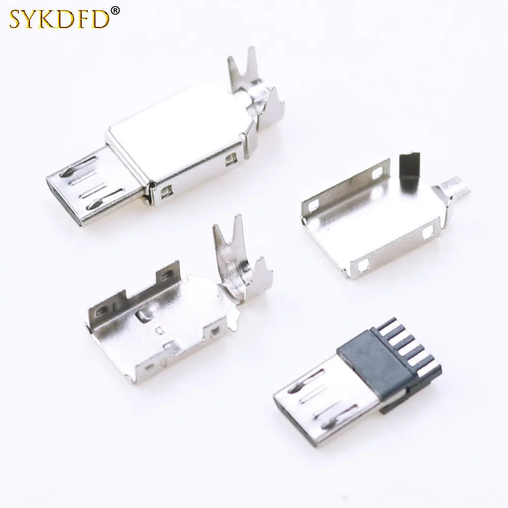 

100Pcs/Lot Micro USB 4pin 5PIN Male Connector Plug Metal Shell Welding Wire Data OTG Line Interface DIY Data Cable Plug