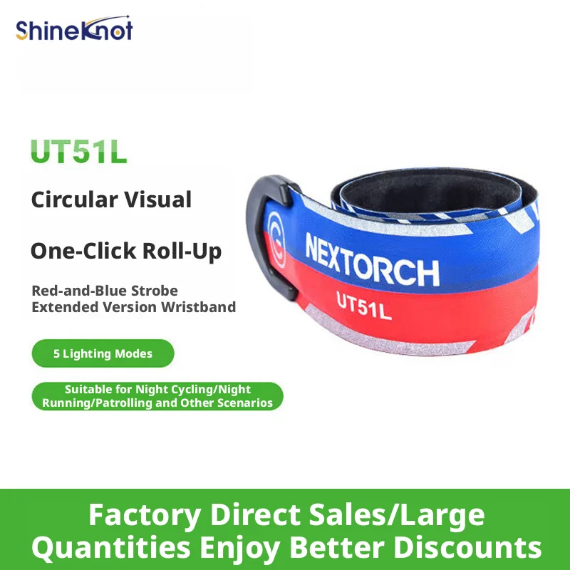 SHINEKNOT Red Blue Flashing Warning Wristband LED Emergency Patrol Identification Indicator Light Reflective Sports Night Run