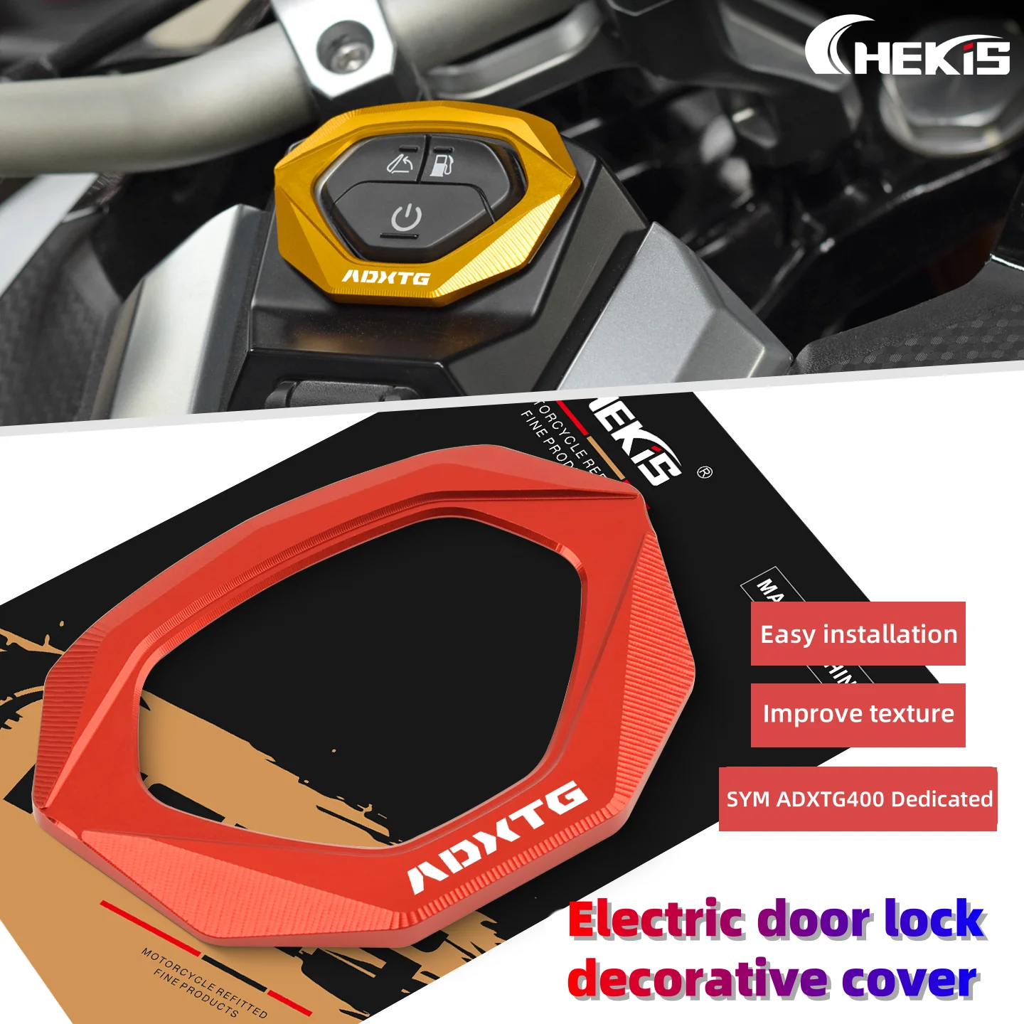 Chekis Is Suitable for Sym Adxtg400 Adxtg400 Modification Accessories, Electric Door Lock Decorative Cover, Key Switch Protective Cover, Aluminum Alloy Lock Cover