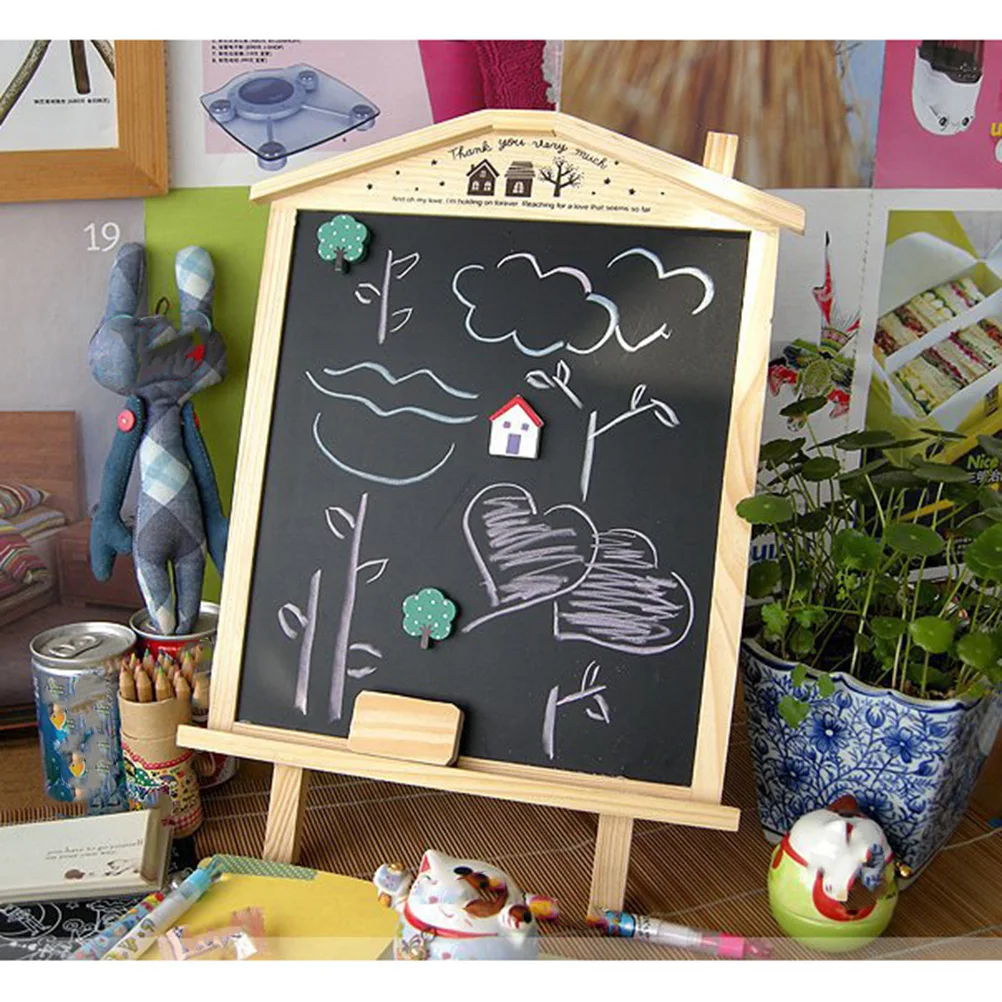 

Magnetic Wooden Decorative Chalkboard 36x26cm Small Blackboard Stand Wear Resistant Message Board Hanging Sign for Restaurant