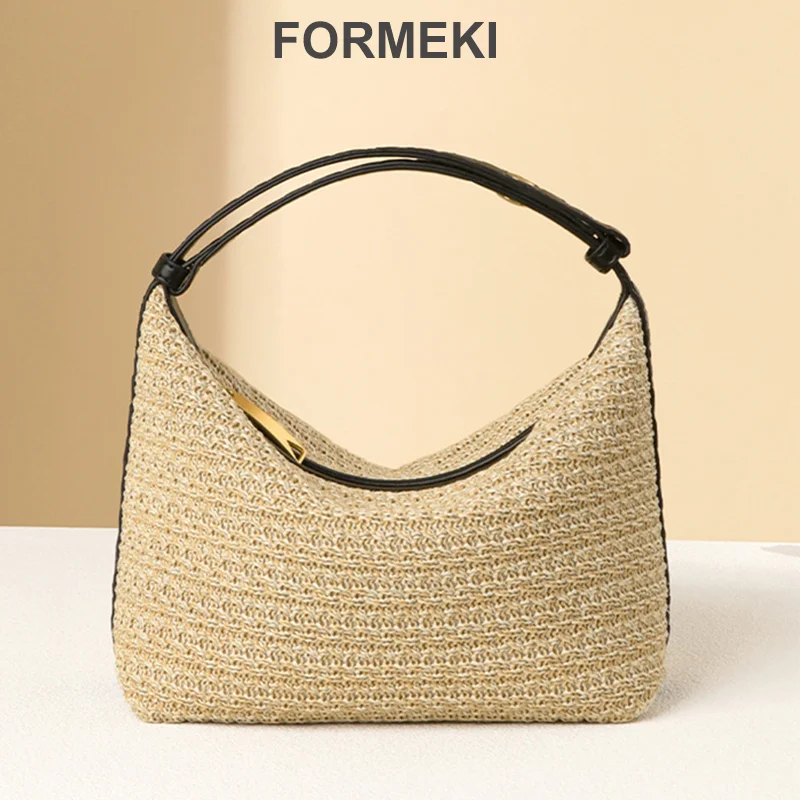 

Formeki Straw Bag 2024 Ins Fashion Trend Handbag For Women Concise All Match Holiday Beach Bag Ladies Female Bag