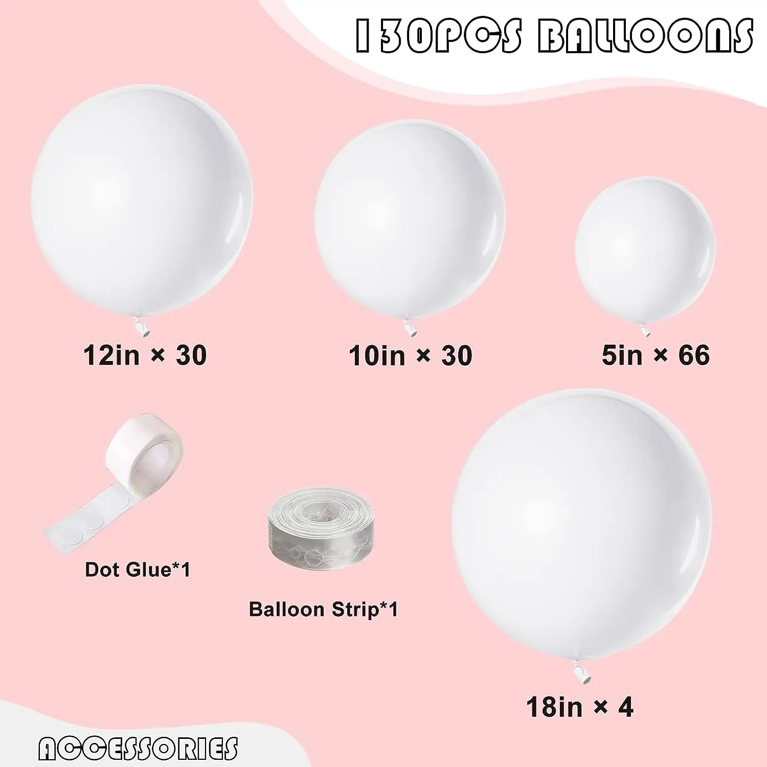 White Balloons,Matte White Balloons Different Sizes of Balloons for Balloon Garland or Balloon Arch as Birthday Party Decoration