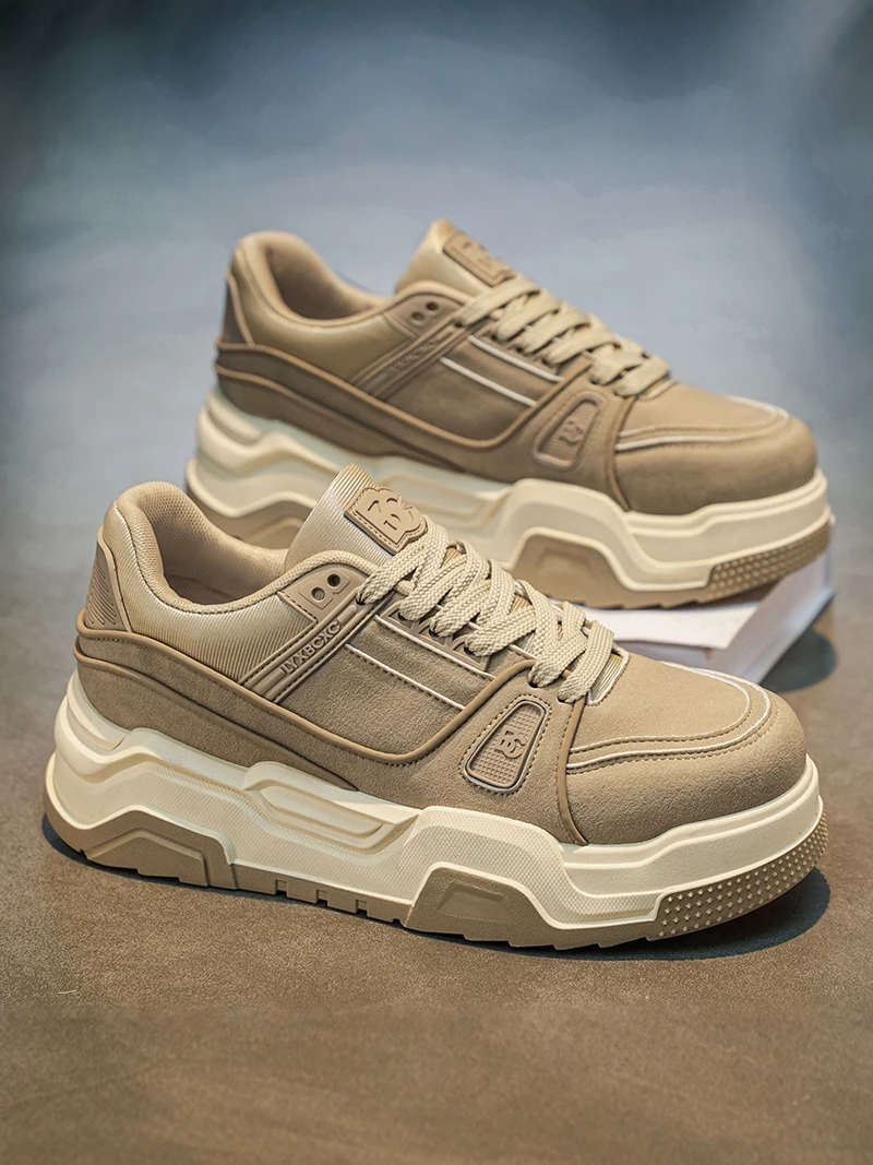 Men's Sporty Casual Shoes 2026 New Autumn Anti-slip Waterproof Thick Bottom Bread Shoe Trendy All-match Leisure Board Shoe
