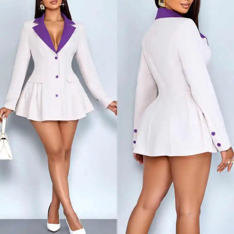 

Modern Women's Suit 1 Piece Jacket Deep V-Neck Single Breasted With Pleats Lady Formal Occasion Commuter Office Customized