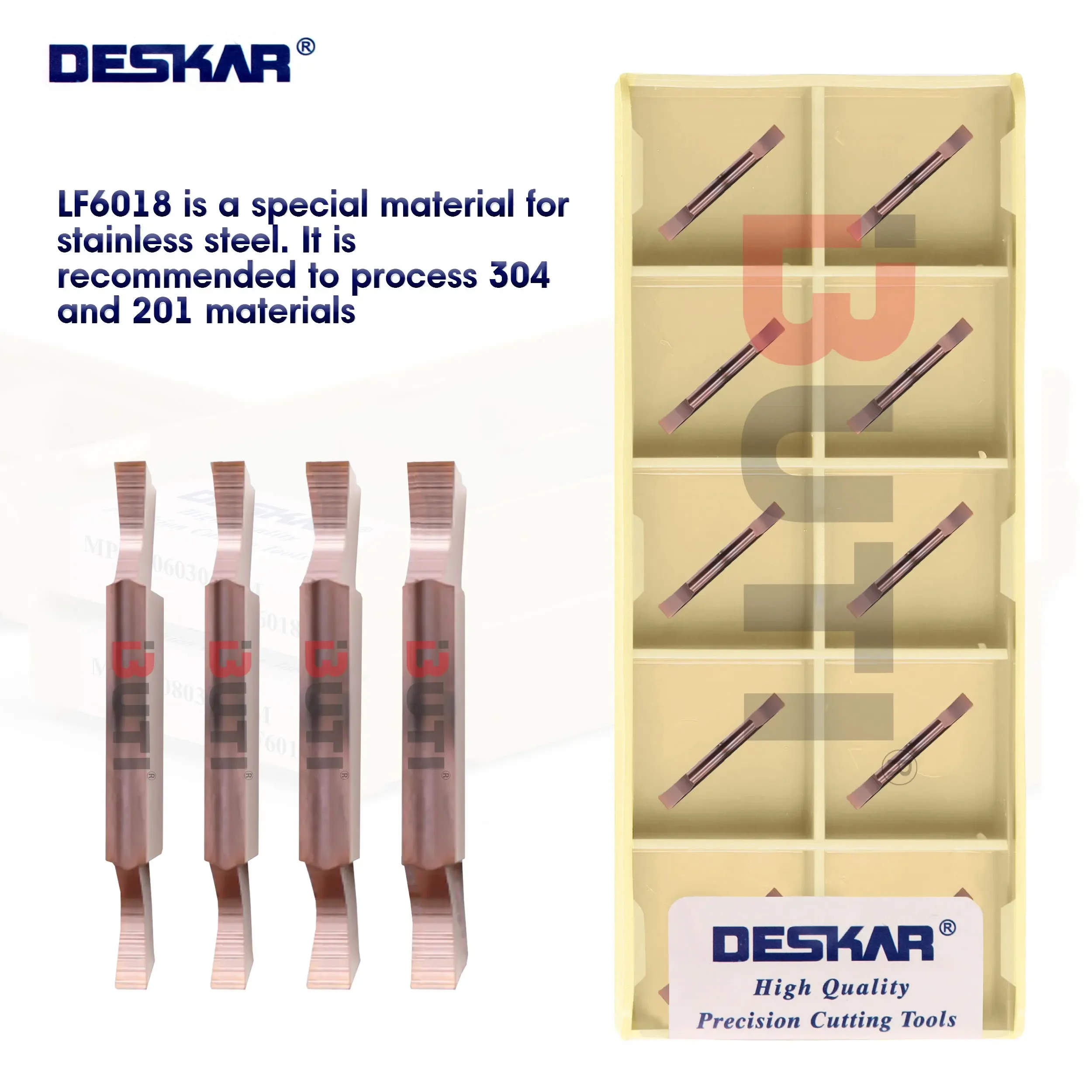 DESKAR 100% Original Lathe Tools Grooving Inserts MGGN100/120/130/140-JM LF6018 Stainless Steel Processing MGGN Slotting Blades