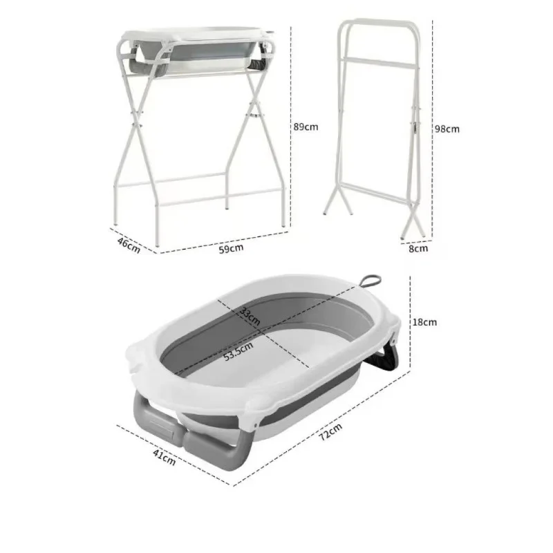 Bañera bebé todo en uno con soporte plegable y tendedero elevado - imagen 4