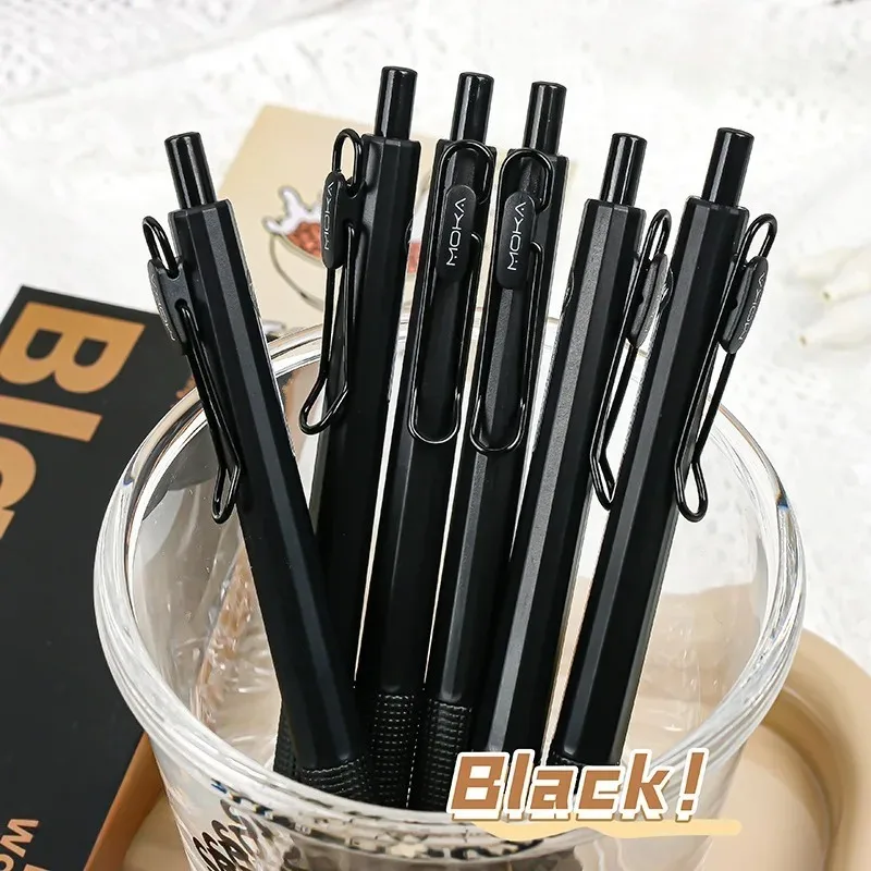 6Pcs Retractable Gel Ink Pen,  Silicone Pen Grip ST Tip, Quick-Drying Ink No Smudge 0.5mm Black Ink,Smooth Writting ,Christmas
