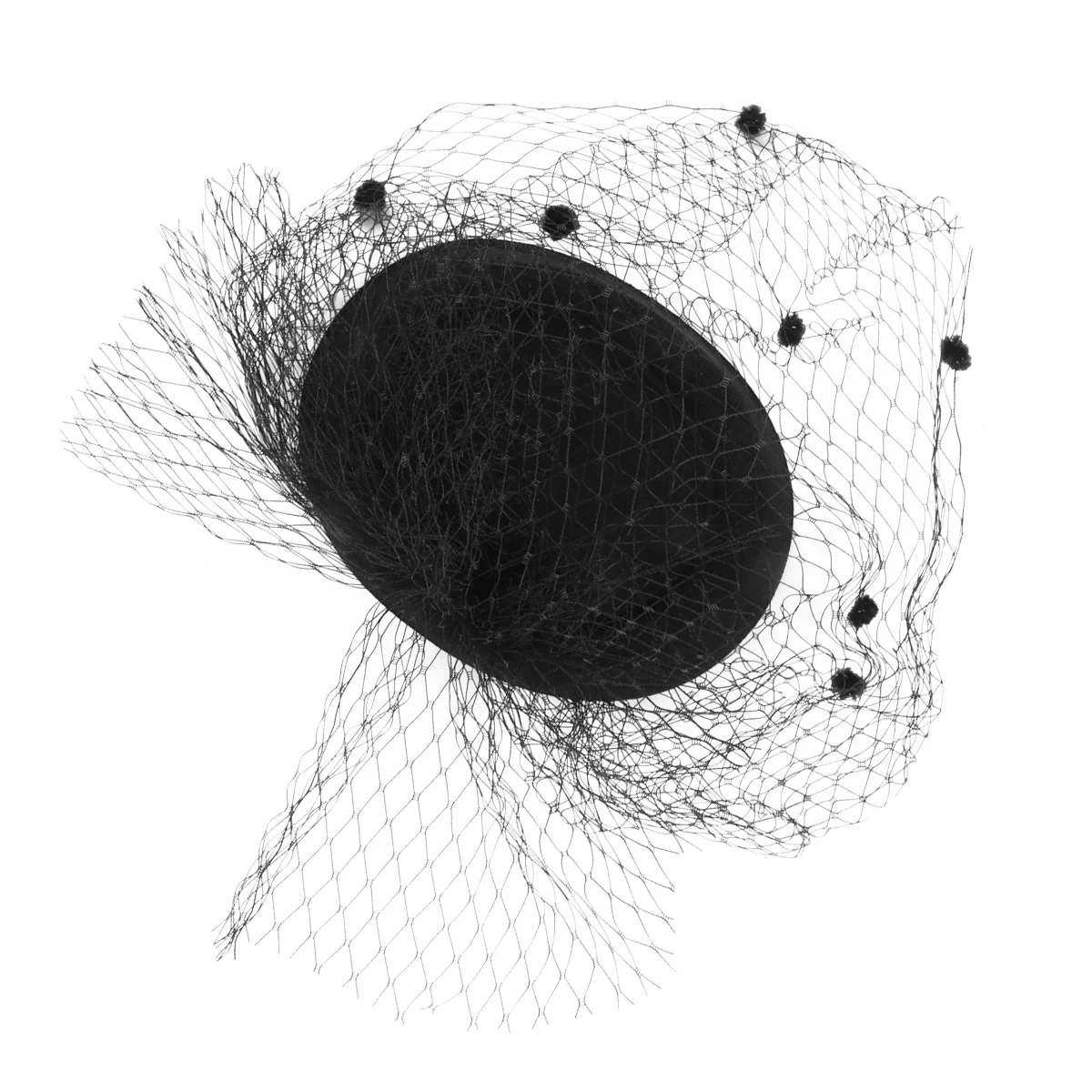 

Charming Black Veil Small Top Hat for Women Lightweight Premium Material Party Prom Funeral Special Occasions Mesh Decor Easy