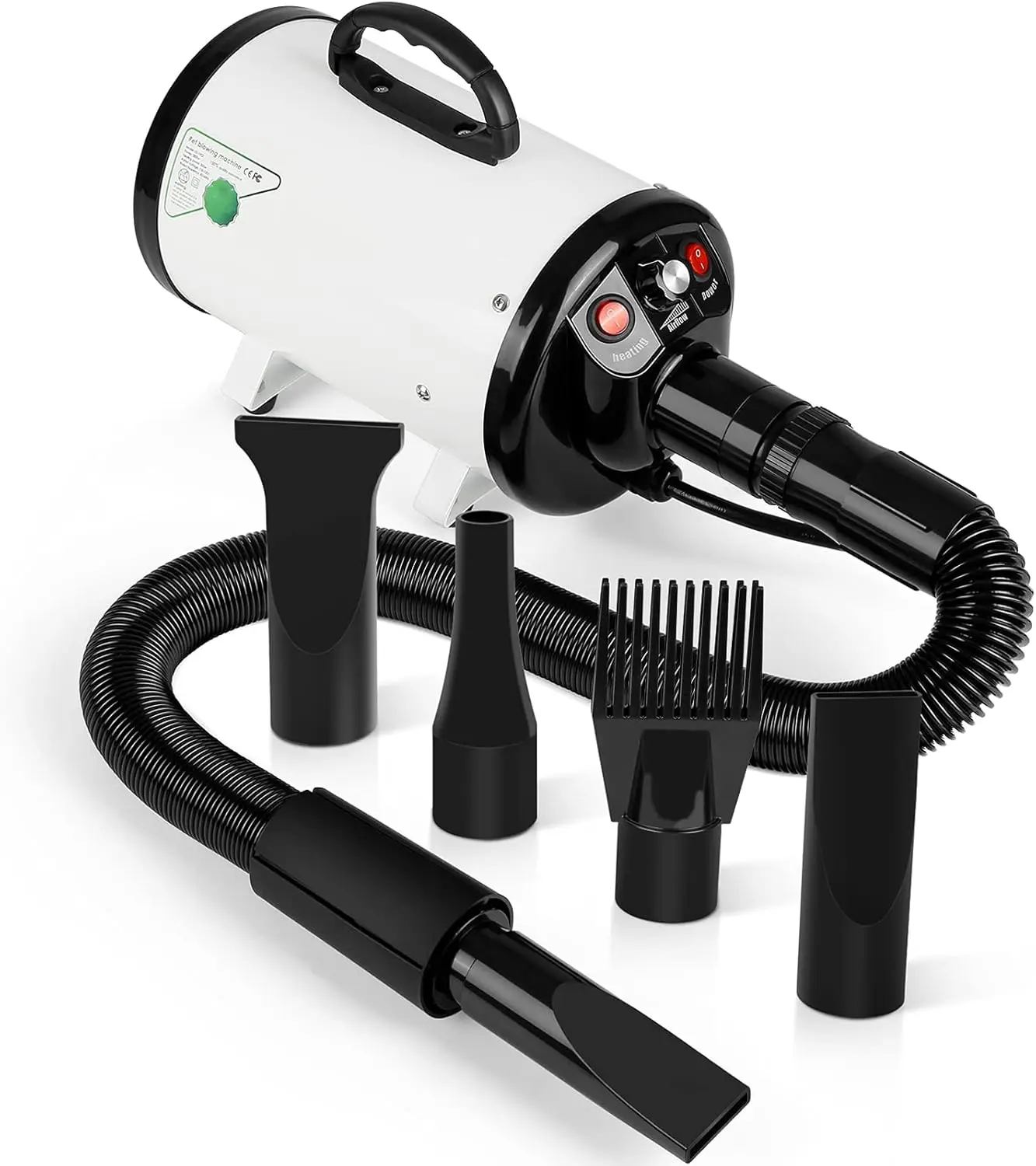 

Hair Dryer - 3.8Hp 2800W Stepless Speed Pet Dryer Blaster With Heat, Home-Used Professional Dog Air Force Grooming Blower