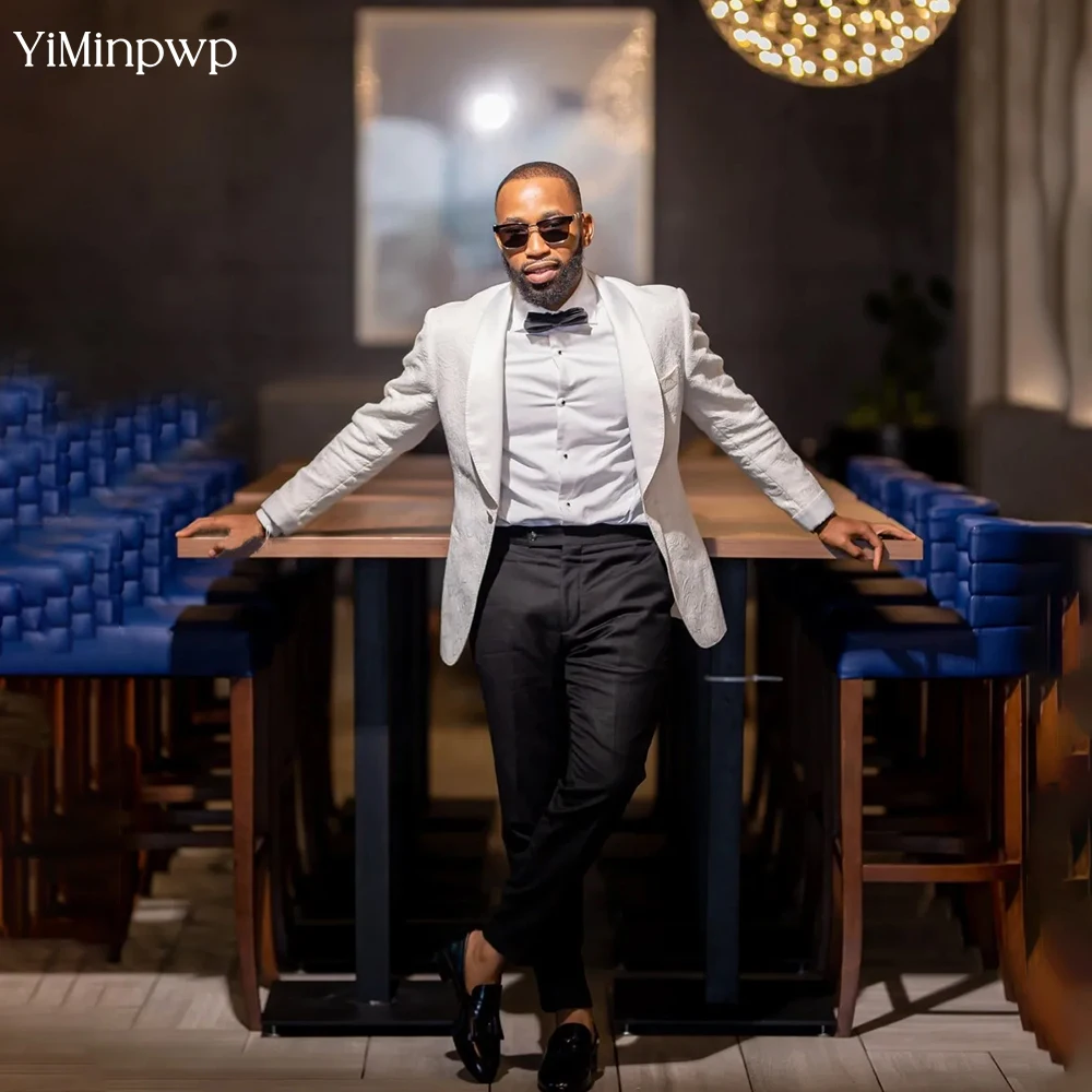 Trajes blancos de lujo para hombre, 2 piezas, brautkleid de oficina de un solo pecho, ropa Formal de boda para hombre, traje, chaqueta, conjuntos, chaqueta + Pantalones