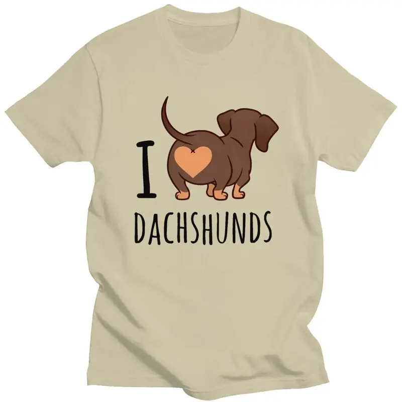 Custom Male I Love Dachshunds T Shirts Short-Sleeve Cotton Tshirt Classic T-shirt Casual Badger Wiener Sausage Dog Tees Clothing