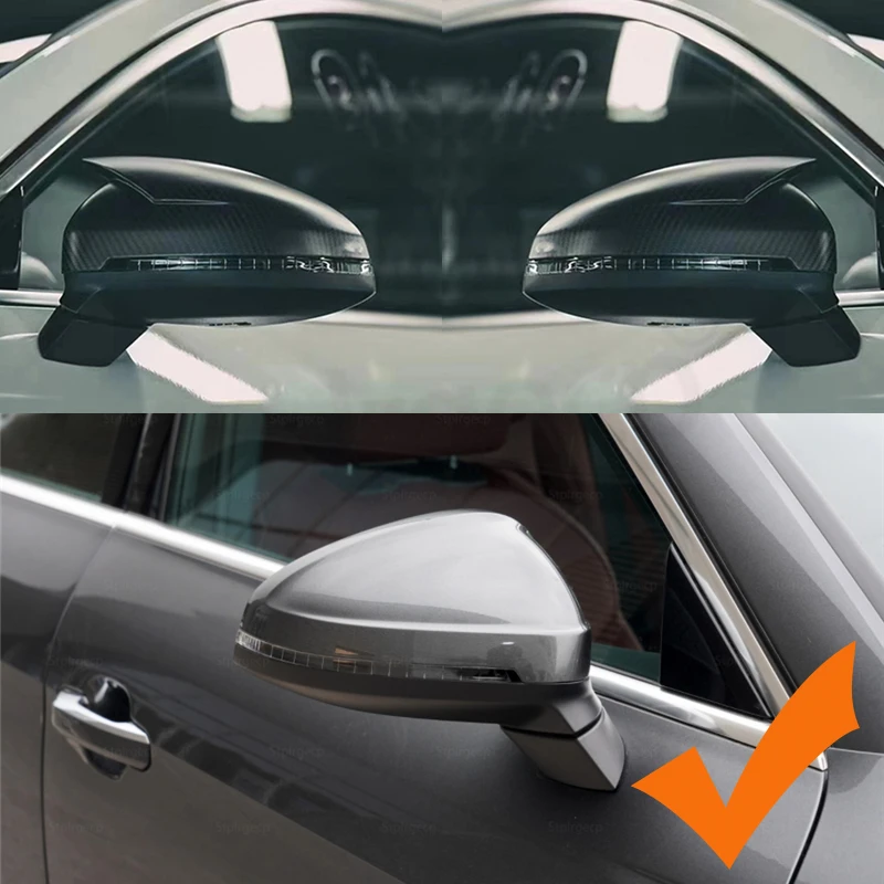 Cubierta de espejo estilo ABT para Audi A4 A5 S4 S5 B9, cubierta de espejo retrovisor de coche, cubierta de marco de protección de ala lateral, embellecedor negro brillante